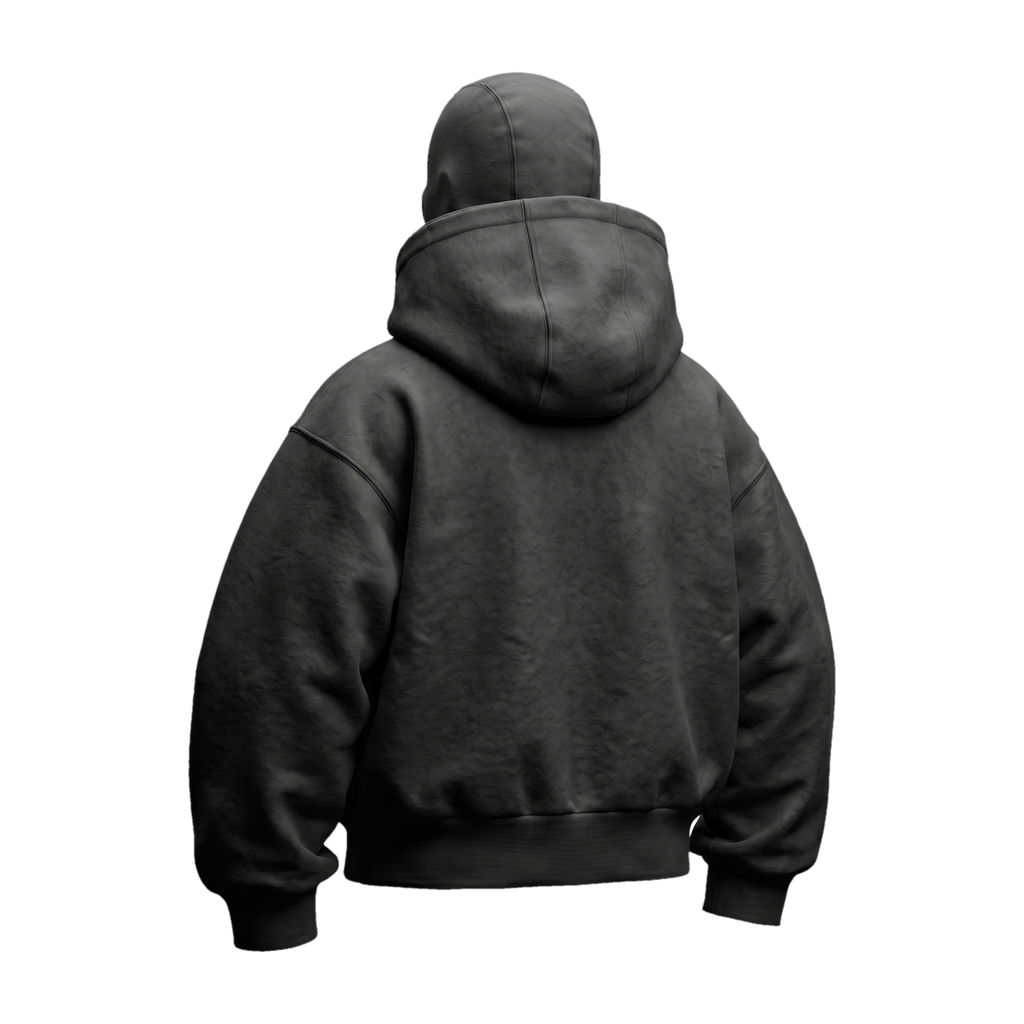 Vantera Fleece Shadow Hoodie — Charcoal, back 3/4