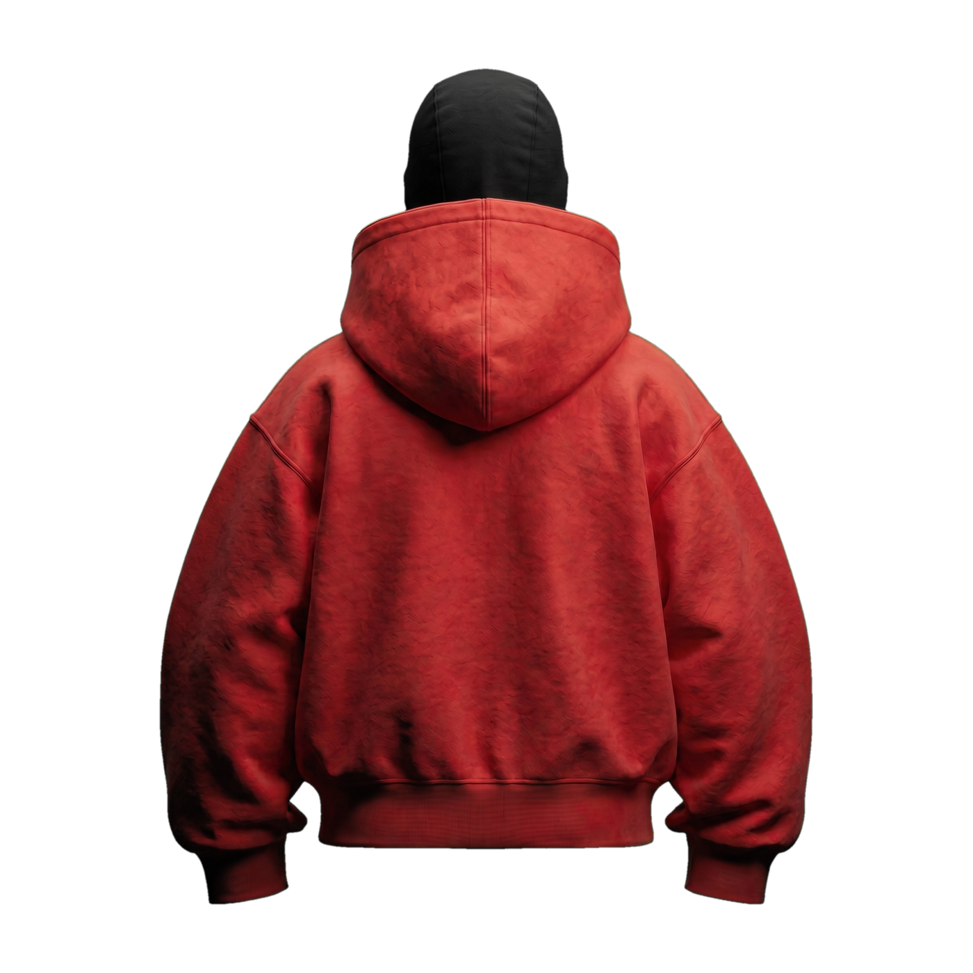 Vantera Fleece Shadow Hoodie — Red, black balaclava, back