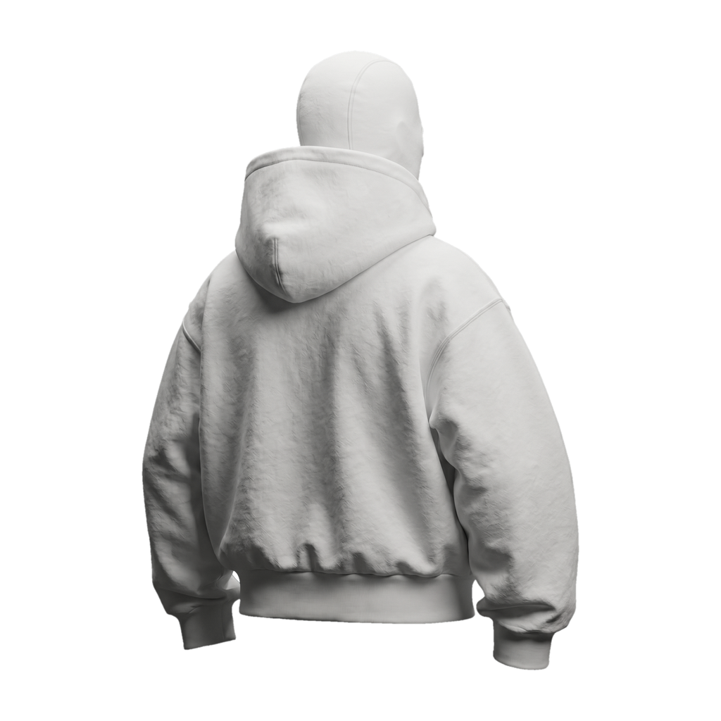 Vantera Fleece Shadow Hoodie — White, back 3/4