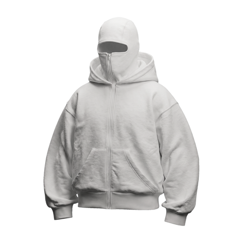 Vantera Fleece Shadow Hoodie — White, front 3/4